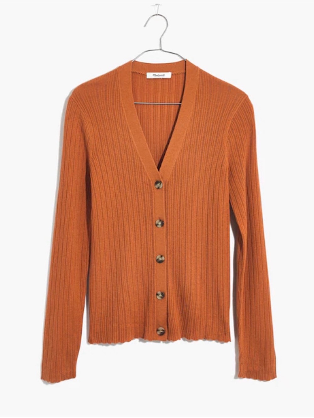 Madewell Pointelle Ribbed Cardigan Sweater in Mulled Cider